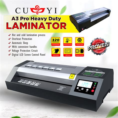 CUYI A4 A3 Size Laminator HOT COLD REVERSE Function 220V Heavy