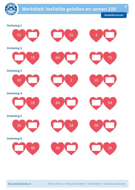 Werkblad Verliefde Getallen En Samen 100