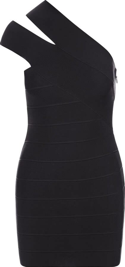 Herve Leger Black Icon One Shoulder Mini Dress ShopStyle