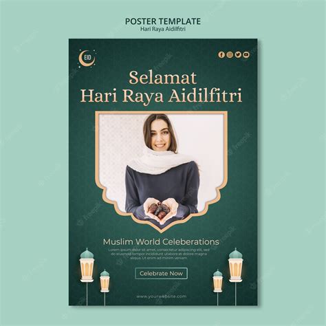 Free PSD | Hari raya aidilfitri concept poster template