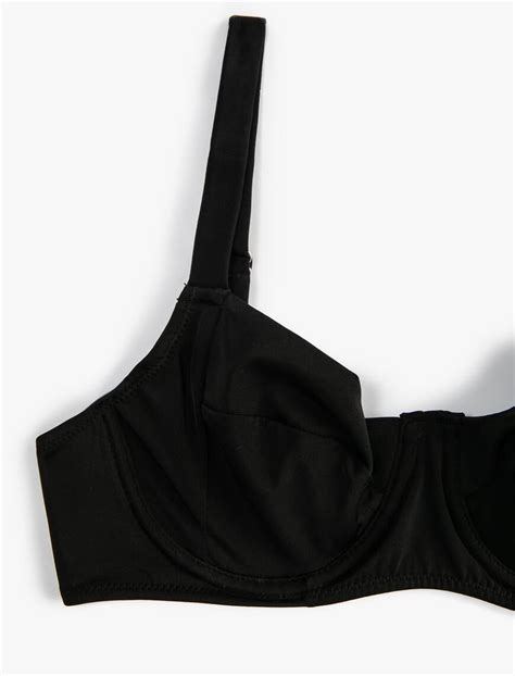 Siyah Kadın Bikini Üstü Balenli Basic 3SAK10102BM Koton