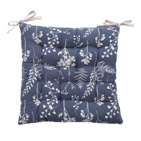 Coussin De Chaise Carr Herbier Bleu D Co Textile Eminza