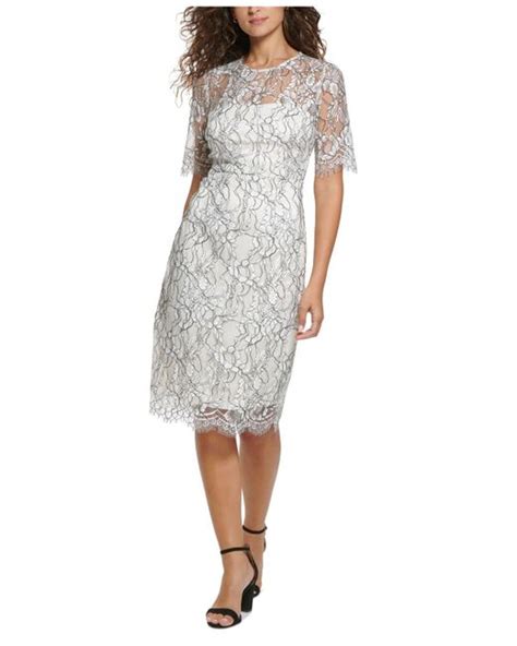 Eliza J Short Sleeve Lace Sheath Dress In White Lyst