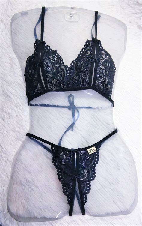 CONJUNTO DE RENDA SEXY MARIDO APRESSADO Via Tentação Lingerie