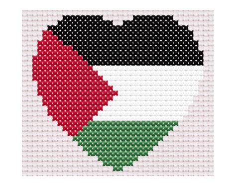 Palestine Flag Heart Tatreez Pattern Etsy