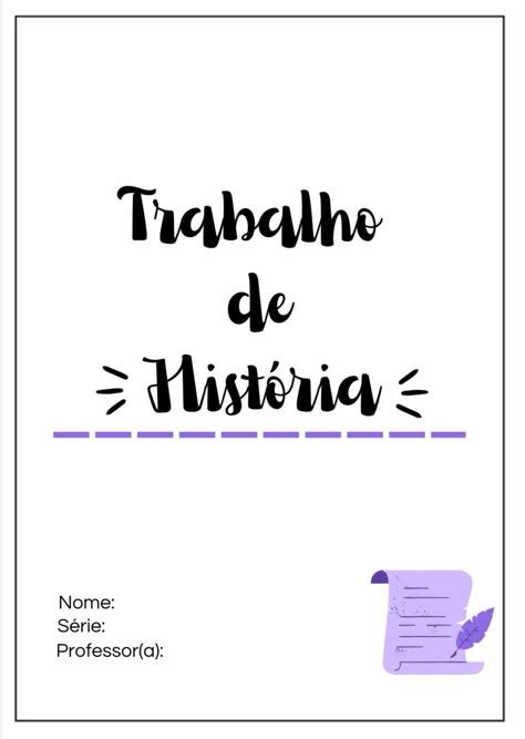 Escolar Capa De História - Capa De Trabalho Escolar História