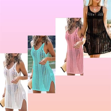 Swim Solid Crochet Bikini Cover Up With Fringe Trim Women Sexy Hollow Tunic Beach Poshmark