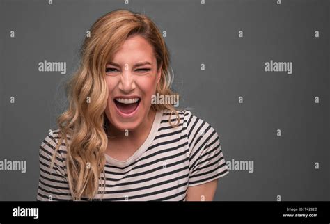 Emotional Blonde Screams Stock Photo Alamy