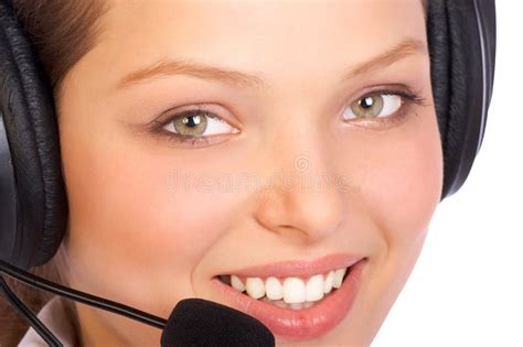 Sorridere Dell Operatore Della Call Center Fotografia Stock Immagine