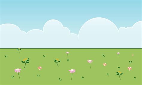 Premium Vector Cute Kawaii Cartoon Meadow Landscape Background