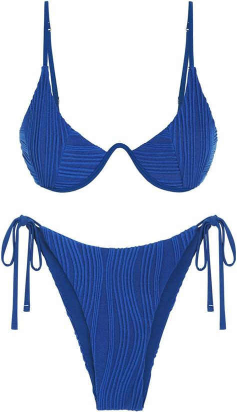 Zaful Women S Textured Underwire Bikini Set High India Ubuy