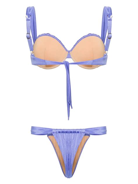 Noire Swimwear Ruched Balconette Bikini Purple FARFETCH