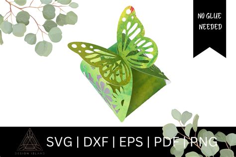 Floral Butterfly Box Template Svg Noglue Graphic By Dreamingsvg