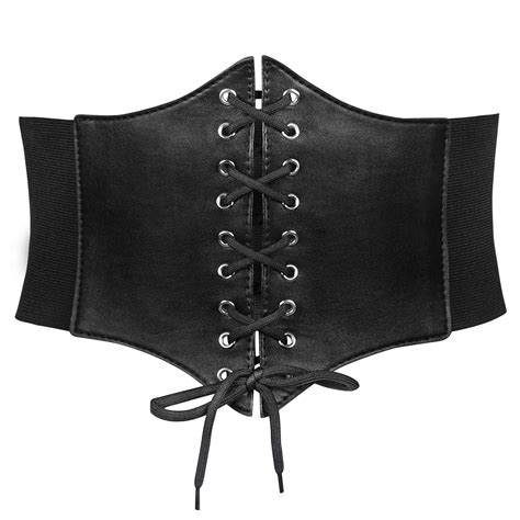 Jasgood Womens Elastic Costume Waist Belt Lace Up Tied Waspie Corset