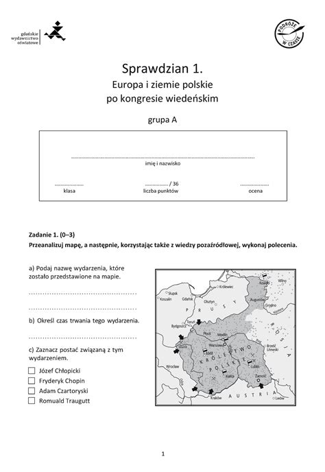 Sprawdzian 1a Sprawdzian 1 Europa I Ziemie Polskie Po Kongresie