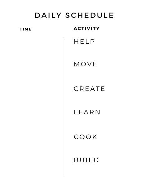 printable kids daily schedule template asseamazing