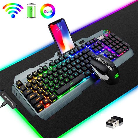 Wireless Gaming Keyboard and Mouse Combo, 16 Kinds RGB LED Backlit ...