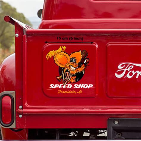 Personalized Vintage Orange Rat Fink Hot Rod Door Decals Dingmun