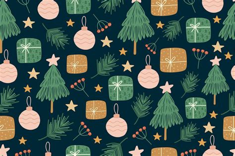 Christmas Seamless Pattern With Pine Tree Holiday Background