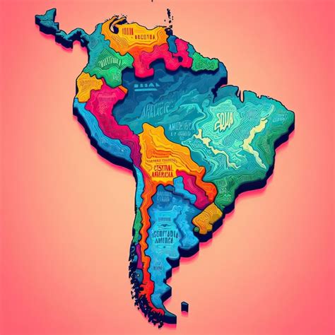 Países coloridos da América Latina Mapa vetorial simplificado todos os países em cores