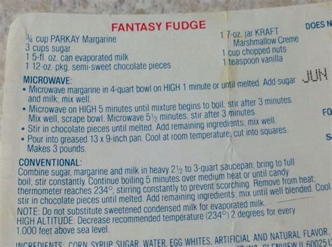 Original Fantasy Fudge Recipe I Use Butter Instead Of Parkay Fudge