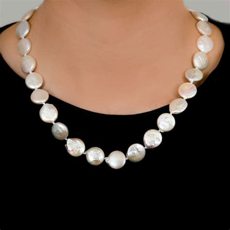 Coin Shape Pearl Necklace Freshwater Pearls Ilovemypearls