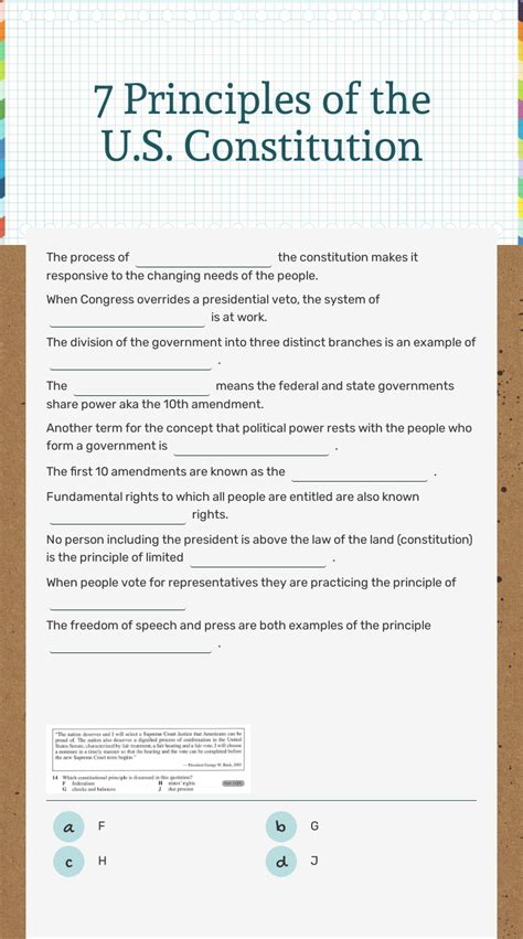 7 Principles Of The U S Constitution Interactive Worksheet By Charita Eley Wizer Me