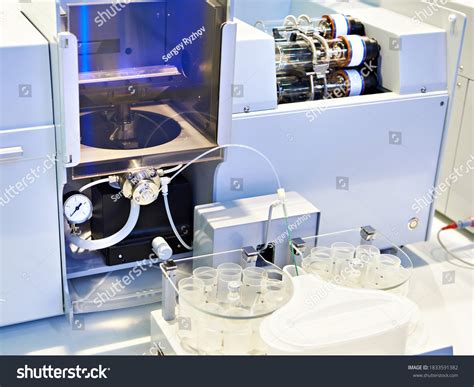 atomic absorption spectrometer flame atomization lab stock photo
