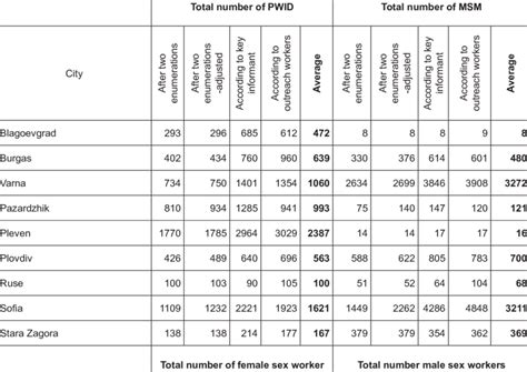 Formative Assessment Number Of PWID MSM Female And Male Sex