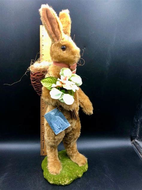 Bethany Lowe Designs Easter Bunny Rabbit With Basket Of Eggs On His