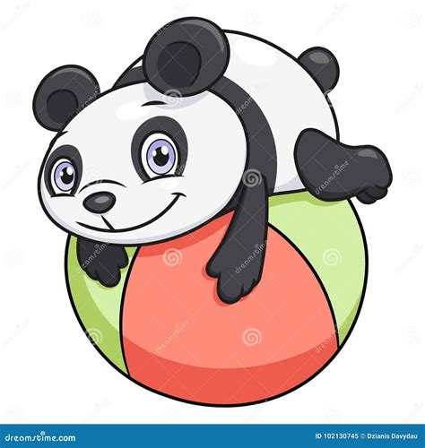 Little panda playing ball stock vector. Illustration of happiness ...