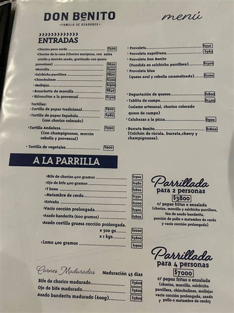 Carta de Parrilla Don Benito, Buenos Aires