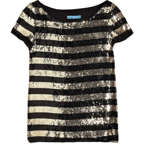 Sequin Embellished Silk Blend Top Alice Olivia 215 Liked On