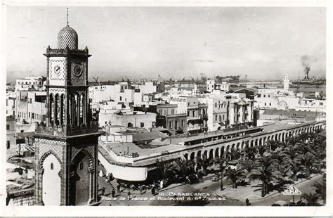 Casablanca Place de France et Boulevard du 4è Zouaves Carte postale