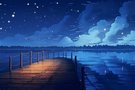 A quiet lagoon under the stars | Premium AI-generated image