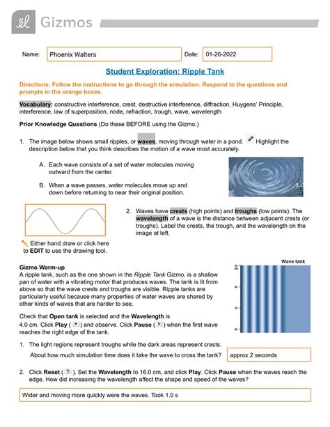 Ripple Tank Gizmo Answer Key Virtual High School Edubirdie