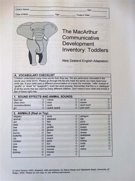 Macarthur Bates Communicative Development Inventories Cdi Words And Gesturesdesktop Scannable English Set 2