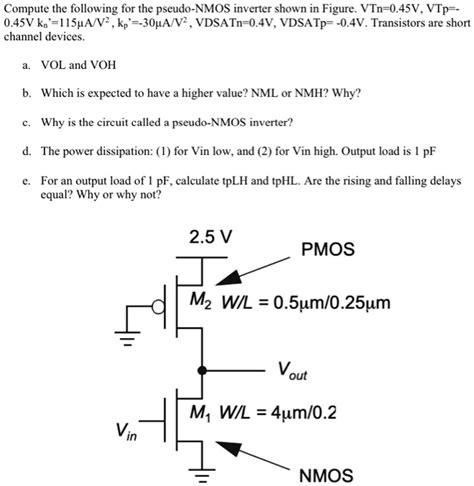 SOLVED Compute The Following For The Pseudo NMOS Inverter Shown In