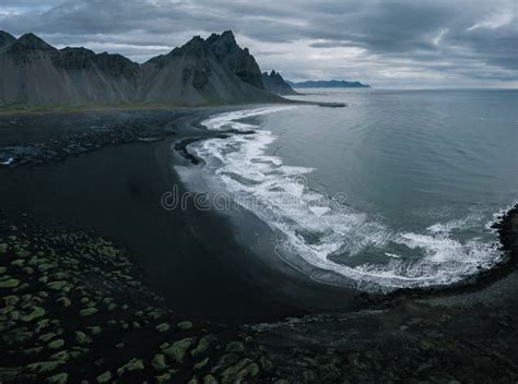 Aerial Drone View Of Vestrahorn At Stokksnes Stock Image Image Of