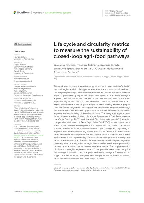 Pdf Life Cycle And Circularity Metrics To Measure The Sustainability