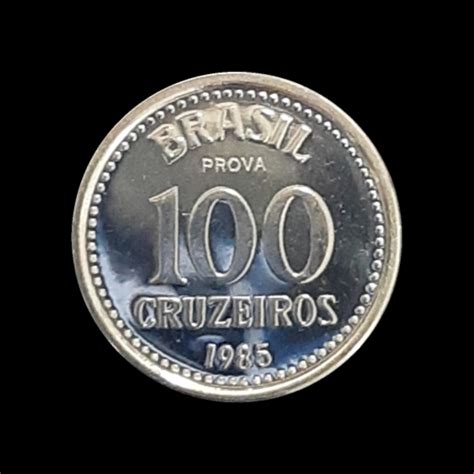 Moeda do Brasil 100 Cruzeiros 1985 PROVA Aço I