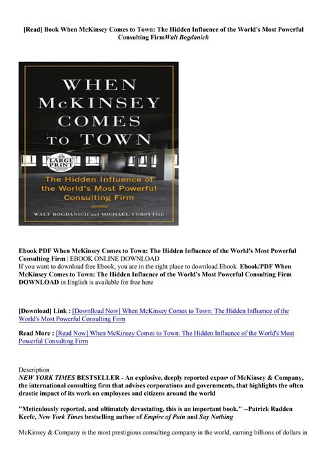 Pdf Epub When Mckinsey Comes To Town The Hidden Influence Of The