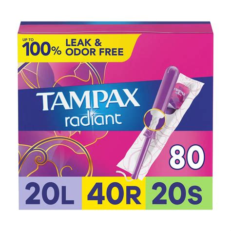 Tampax Radiant Tampons Trio Pack With Leakguard Braid Literegular