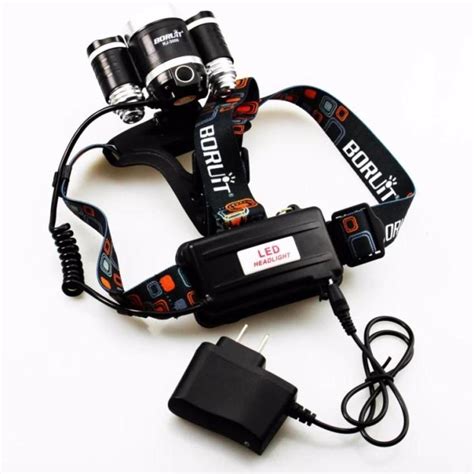 Boruit RJ 3000 Headlamp 5000 Lumens Triple CREE XML T6 LED Headlight