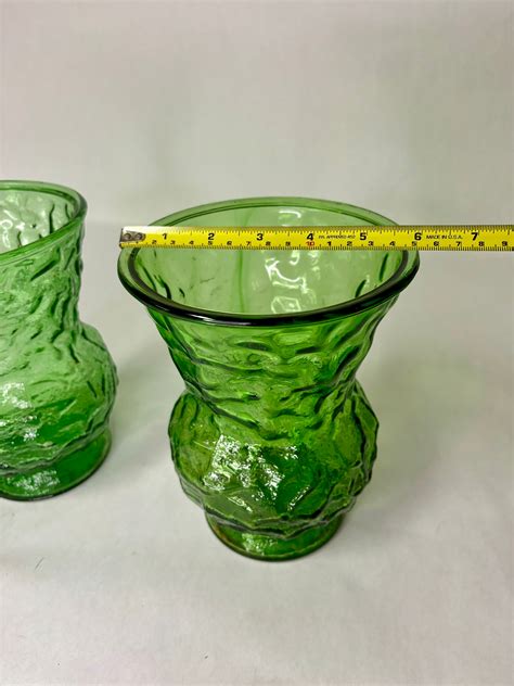 Vintage E O Brody Emerald Green Textured Vases Made In Usa Etsy