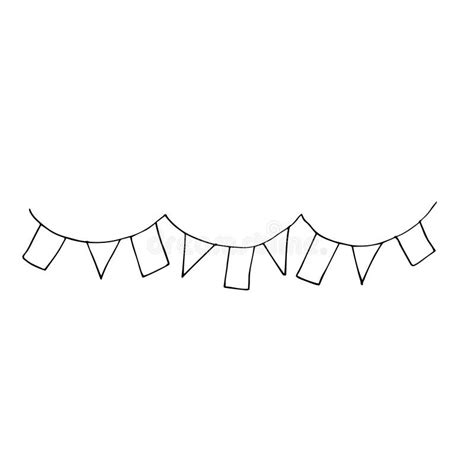 Garland With Flags Hand Drawn In Doodle Style Vector Scandinavian