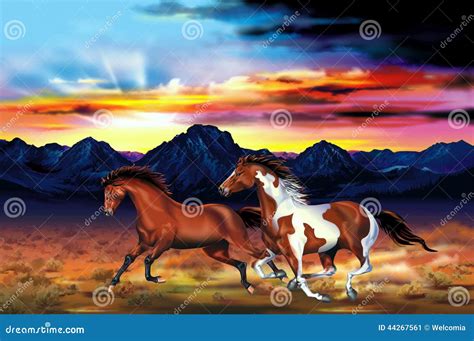 Wild Horses Galloping At Sunset | Wallpapers Gallery