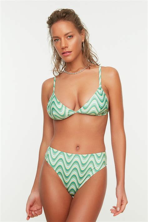 Print Detail Bikini Set Green Trendyol Bikinis Superbalist