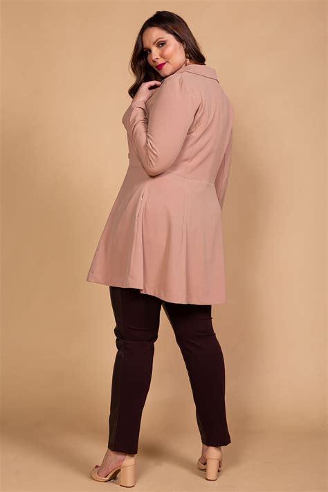 Casaco Trench Coat Nude Rery Roupa Feminina Plus Size