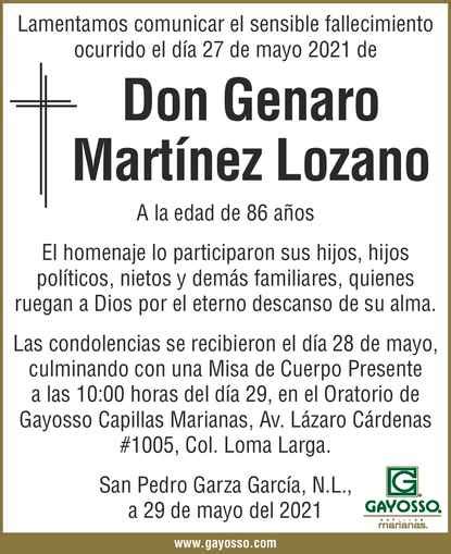 Don Genaro Martínez Lozano Obituario Esquela